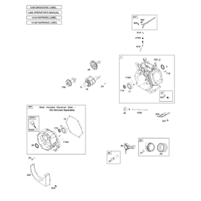 Engine >> Camshaft/Cylinder/Crankcase Cover Diagram and Parts List for 030790-00  Briggs and Stratton Generator
